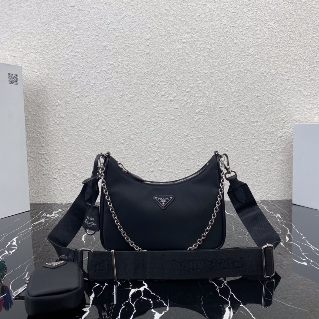 Prada Re Nylon Re Edition 2005 Shoulder Bag Black 1BH204